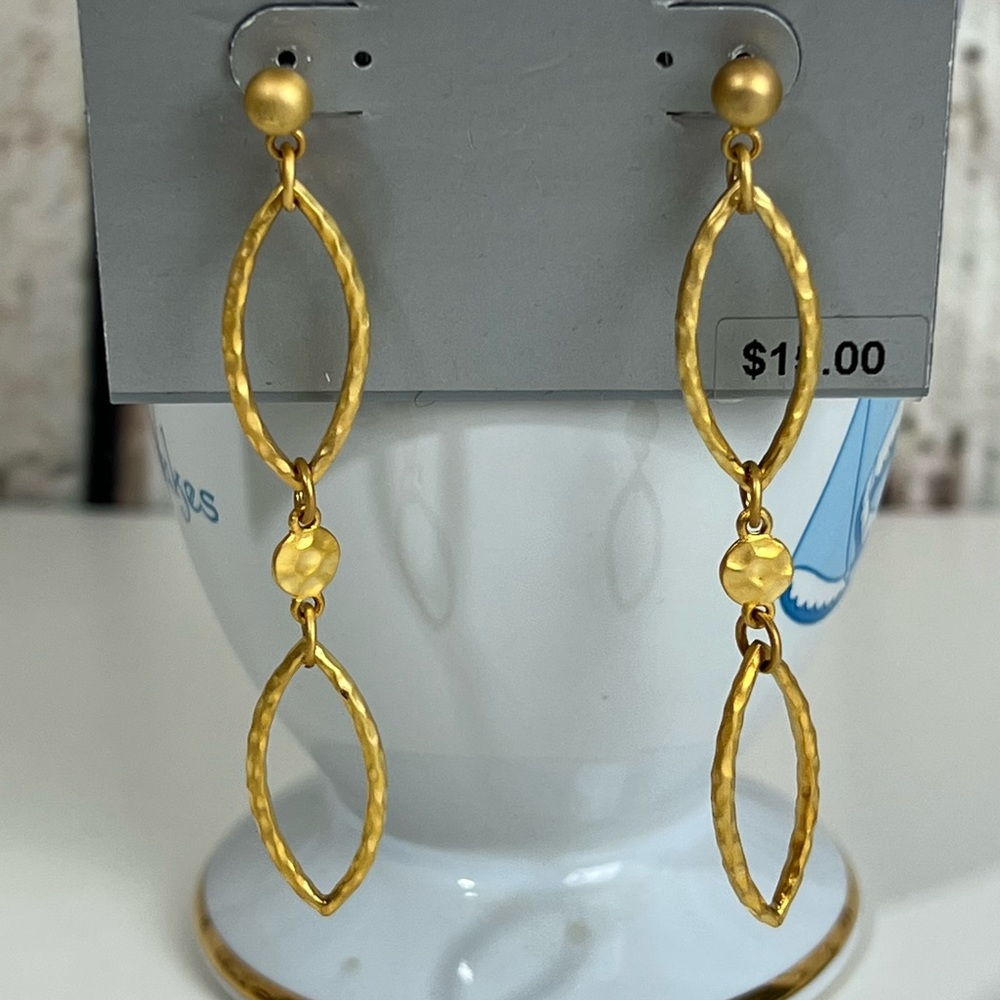 Nine & Co Gold Tone Dangle Pierced Earrings New
